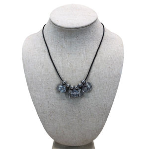 Vintage Boho Artisan 925 Sterling Silver Leather Charms Choker Necklace